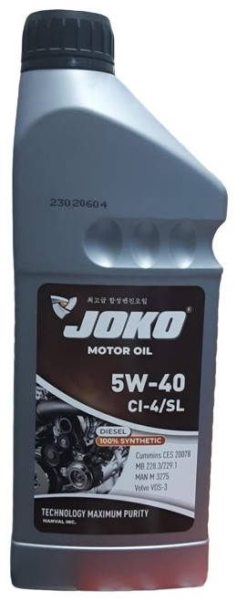 Моторное масло Синтетическое JOKO Diesel CI-4/SL 100% Synthetic 5W-40 1л