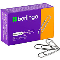 Скрепки BERLINGO 28 мм, никелированные, 100 шт/упак