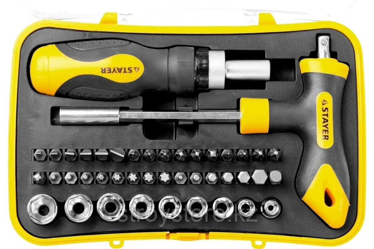 Отвертка реверсивная с насадками, 43 предм., STAYER T-Compact-43