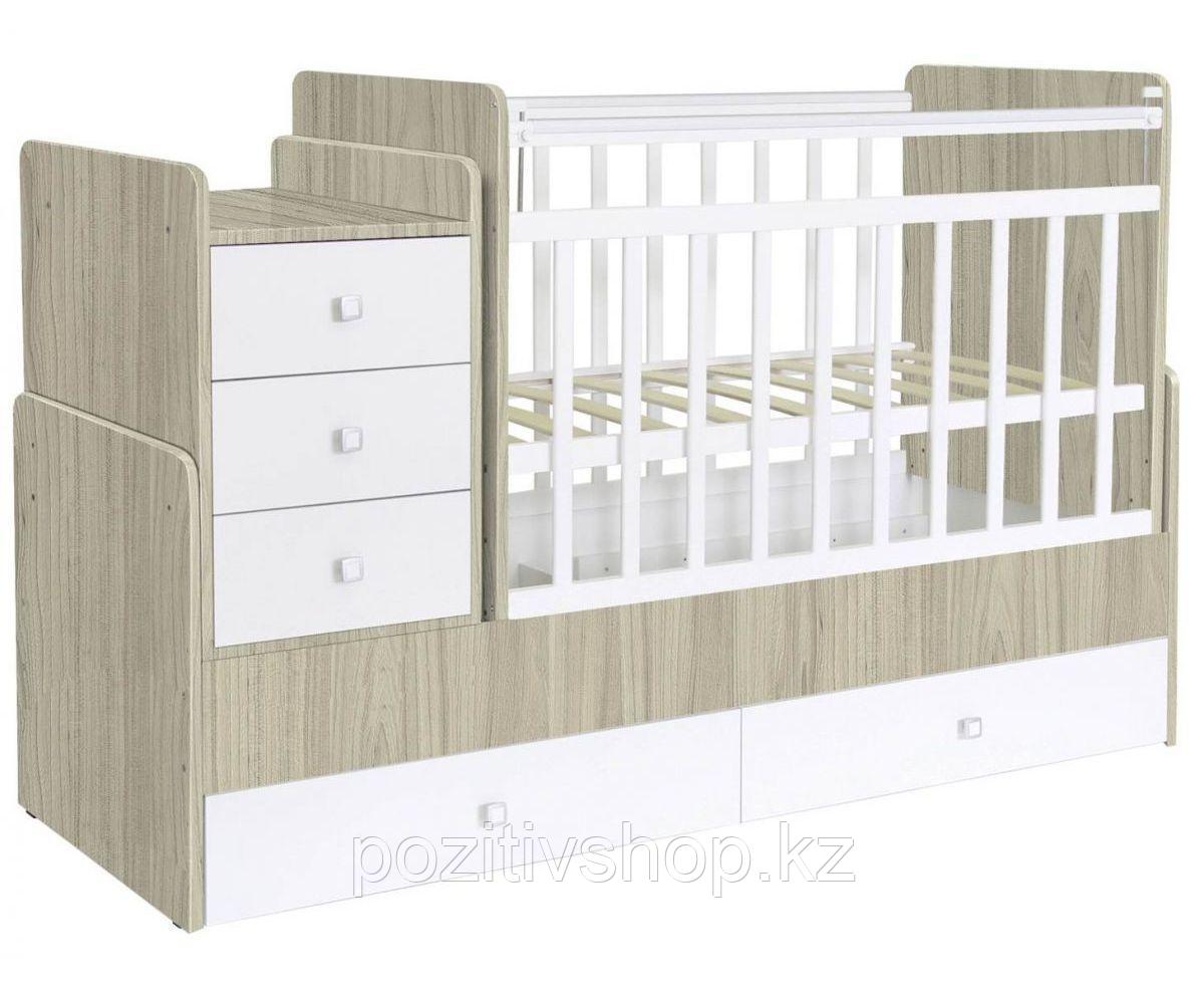 Кроватка - трансформер Фея 1100 вяз-белый, фото 1