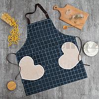 Фартук женский водонепроницаемый с полотенцами и кармашками синий