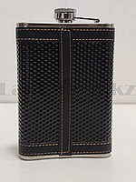 Фляга из нержавеющей стали кожзам 280 мл черная 09