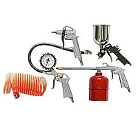 Набор пневмоинструмента, 5 предметов, быстросъемное соед., краскорасп. с верхним бачком 57315 (002)