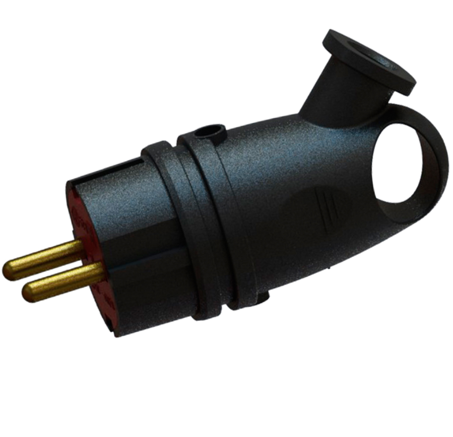 Штепсель PR409P-F с ушком IP44 PROSVET