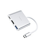 Переходник HOCO HB14 Easy, Type-C - 3xUSB3.0+ HDMI+PD, серебристый, фото 4