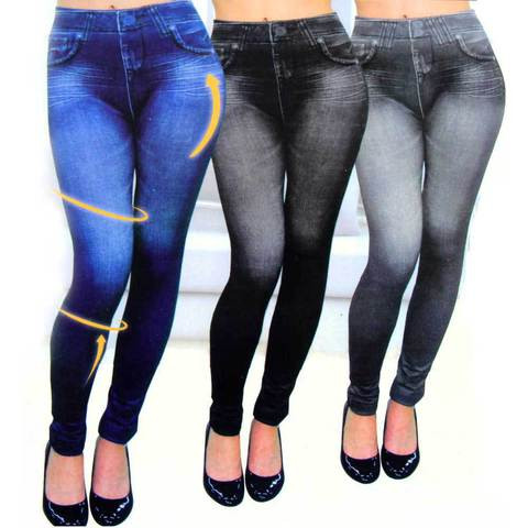 Джеггинсы корректирующие утепленные Slim'nLift Caresse Jeans [синие] (M) - фото 1 - id-p15511789