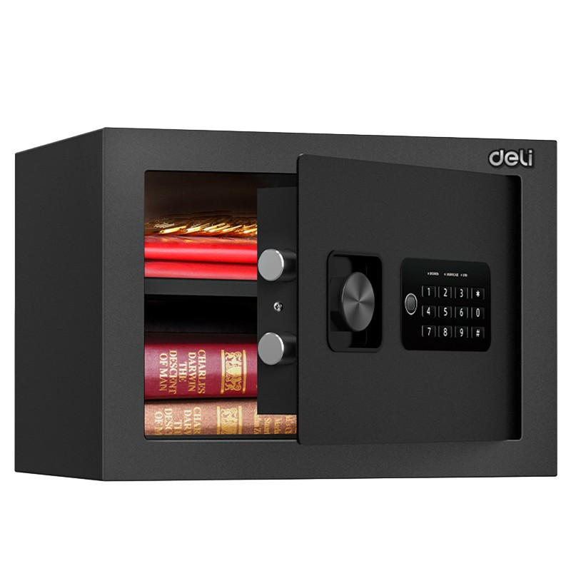Сейф DELI "ET530" электронный замок + ключ, 350х250х250 мм, 5,3 кг, черный, фото 1