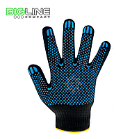 Перчатки х/б 4-х нитка 10 класс "Эконом" с ПВХ чёрные (10/300)