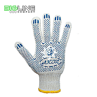 Перчатки х/б 6-и нитка 7,5 класс (руч.ов) белые с ПВХ "Люкс" (10/200)