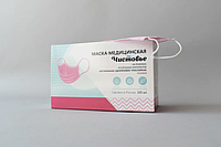 Маска медицинская из нетканых материалов, нестерильная, одноразовая ЧИСТОВЬЕ Розовый 100 шт/упак, 602-809 шк