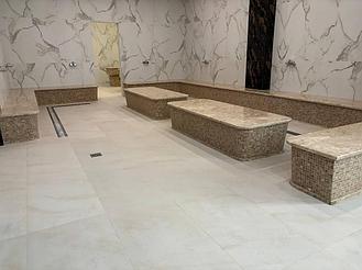 Lavarium банный комплекс и ресторан, Астана
Список выполненных работ: 
Разработка проекта турецкой парной с зоной пилинга и массажа
Мокрая зона с сидениями с подогревом и мрамором