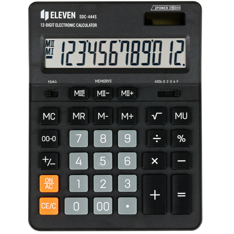 Калькулятор настольный ELEVEN "SDC-444S" 12-разрядный, 155х205х36 мм, черный, фото 1