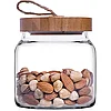 Банка круглая с крышкой «Вуди» стекло,дерево 0,575л D=90,H=95мм прозр., фото 2