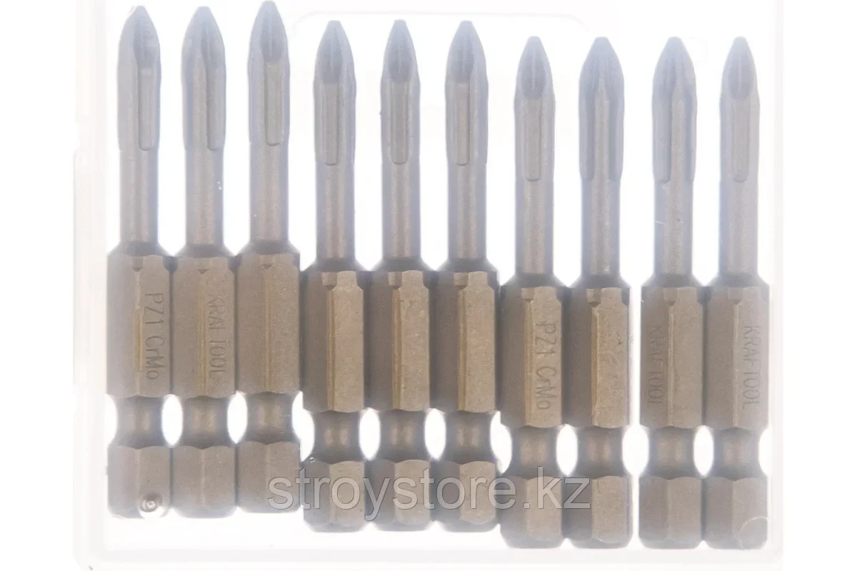 Биты торсионные, 10 шт, KRAFTOOL X-Drive PZ 1, 50 мм