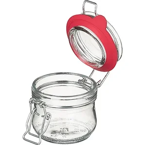 Банка круглая с крышкой стекло,силикон 250мл D=8,H=9см прозр.