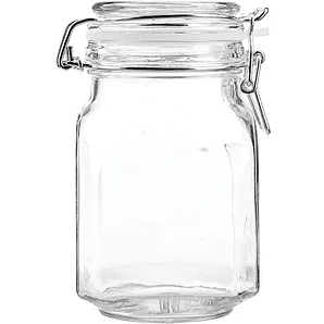 Банка квадратная с крышкой стекло,силикон 0,8л ,H=16см прозр.