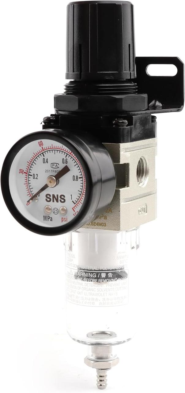 Фильтр-регулятор давления сжатого воздуха SNS AW2000-02 1/4", 0.05 – 0.85 МПа, фото 1
