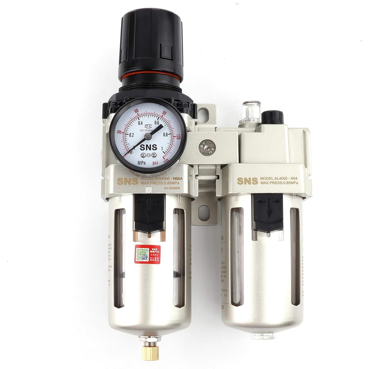 Блок подготовки воздуха SNS AC4010-04, 1/2" фильтр-регулятор давления AW4000-04 и маслораспылитель AL4000-04, фото 1