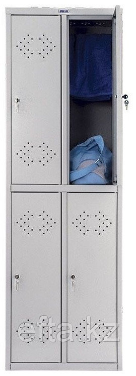 Шкаф в раздевалку для одежды четырехсекционный металлический  LS 22\600, фото 1