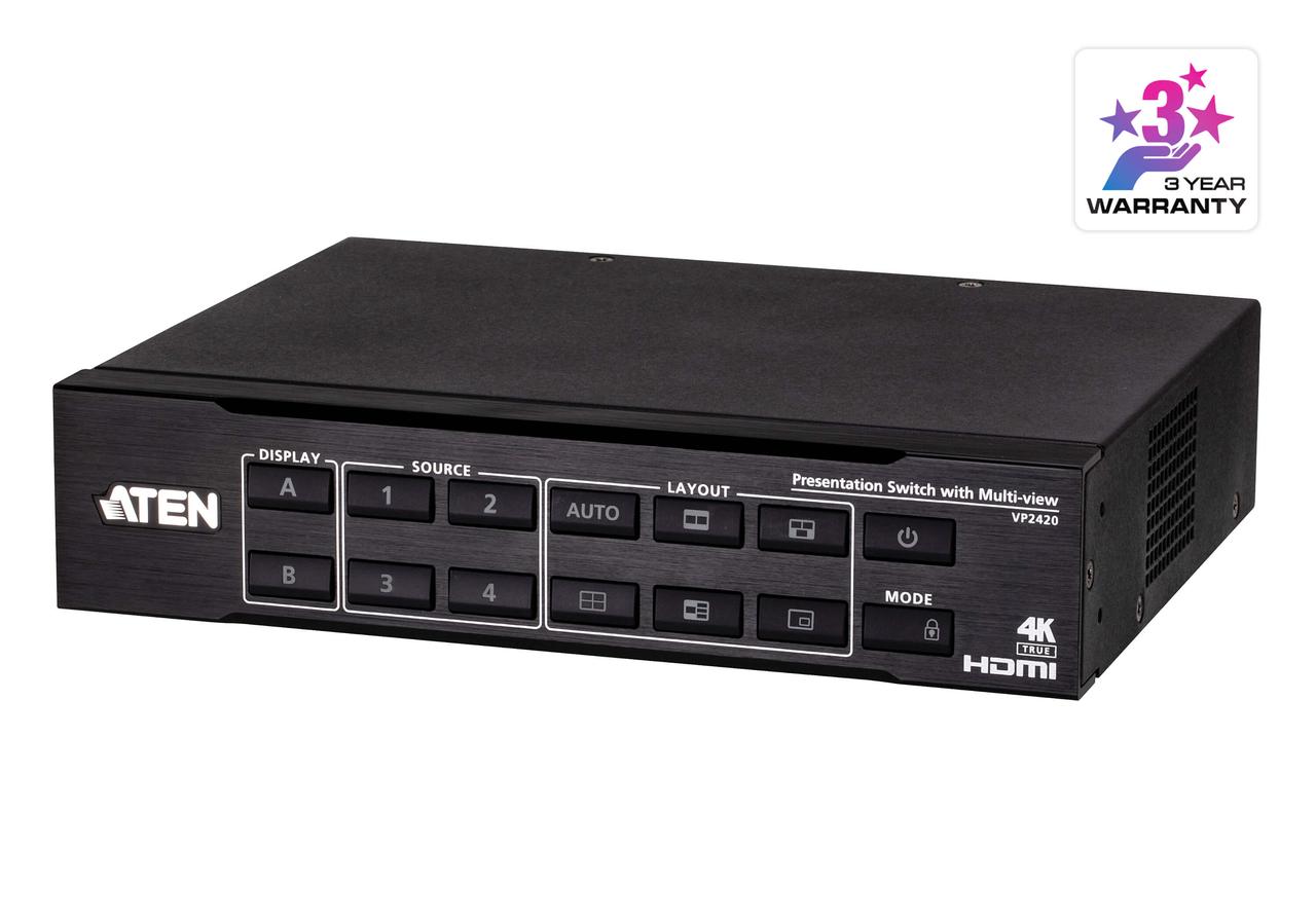 4 x 2 True 4K HDMI презентационный коммутатор с функцией Multi View VP2420 ATEN