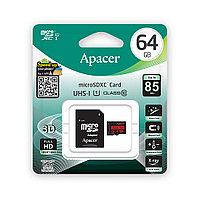 Карта памяти Apacer AP64GMCSX10U5-R, MicroSDXC 64GB, с адаптером SD