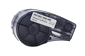 Картридж Vell для BRADY M21-500-499 лента нейлоновая, 12.7 мм/4.9 м, черный на белом