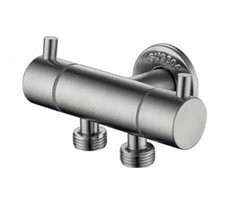 Кран СТМ угловой 1/2 х 1/2 x 1/2 нерж VAL-013 Zerix