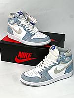 Кроссовки Nike Air Jordan 1 High, белый/голубой