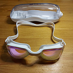 Очки для плавания "Хамелеон" в футляре. Swim goggles. Плавательные очки в бассейн. Unisex. Для купания. Белый силикон.