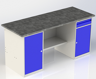 Двух тумбовый металлический верстак ВП 8/1,6