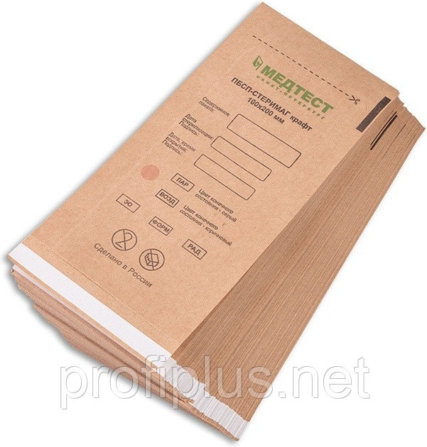 МЕДТЕСТ пакет для стерилизации инструментов 100х200 100 шт, фото 1