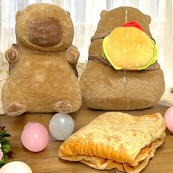 35см Капибара с пледом + рюкзак бургер