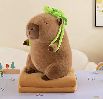 37см Капибара с пледом +рюкзак черепашка