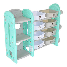 Стеллаж для игрушек Pituso с ящиками и приставками 4 полки (угловая полка)