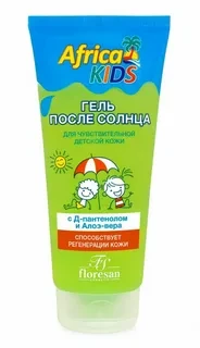 Floresan - Гель после солнца детский Africa Kids, с алоэ вера, для чувствительной кожи, 200 мл