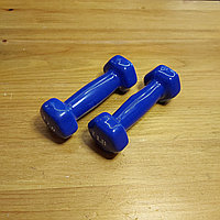 Виниловые Гантели для спорта и фитнеса 1LB (1LB = 1 фунт = 454 гр). 2 шт. в комплекте. Синий цвет.