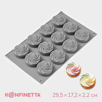 Форма для выпечки и муссовых десертов KONFINETTA «Шарм», силикон, 29,5×17,2 см, 12 ячеек (5×2,2 см), серая