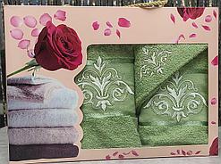 Набор махровых полотенец в подарочной упаковке. Турция, 3 шт.