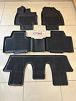 Коврики резиновые (черный цвет) на Grand Highlander 2023-по н.в 8 мест (Оригинал)