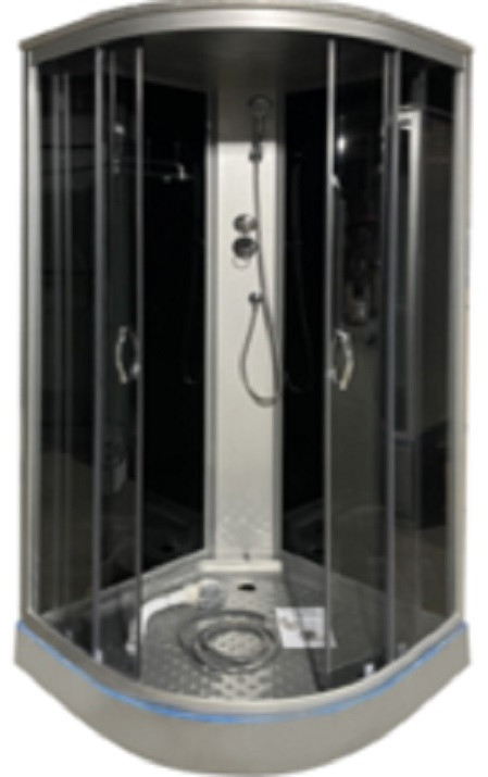 Душевая кабина AP1G-9, тонированное стекло, серый, низкий поддон, 1/4 круга, 90*90*215