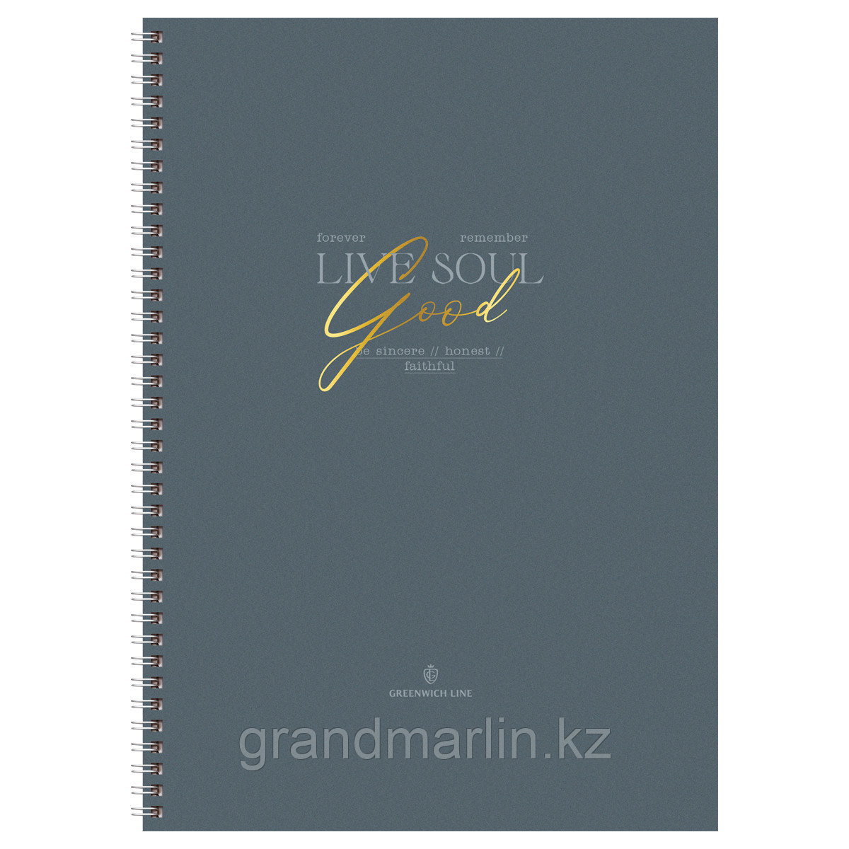 Тетрадь 80л., А4, клетка на гребне GreenwichLine "Honestum", матовая ламинация, тиснение фольгой, 80, фото 1
