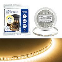Светодиодная LED лента Feron LS501, 120SMD (2835)/м 11Вт/м 24V 5000*8*1.22мм 3000К IP20