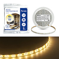 Светодиодная LED лента Feron LS604, 60SMD (2835)/m 4.8W/m 12V IP65 5m, 3000К
