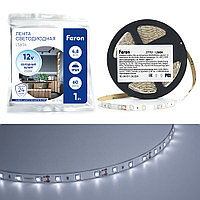 Светодиодная LED лента Feron LS604, 60SMD (2835)/m 4.8W/m 12V 1m 6500К