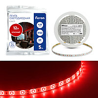 Светодиодная LED лента Feron LS603, 60SMD (2835)/m 4.8W/m 12V 5m красный