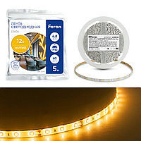 Светодиодная LED лента Feron LS604, 60SMD (2835)/m 4.8W/m 12V IP65 5m желтый