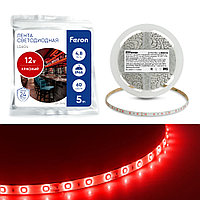 Светодиодная LED лента Feron LS604, 60SMD (2835)/m 4.8W/m 12V IP65 5m красный