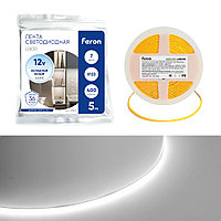 Светодиодная COB лента Feron LS630, 400SMD (2110)/ 7Вт/м 12V 5000*3*1.8мм 6500K, IP20