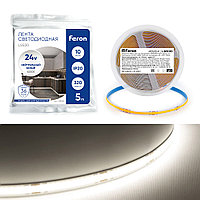 Светодиодная COB лента Feron LS530, 320SMD (2110)/м 10Вт/м 24V 5000*8*1.8мм 4000К IP20