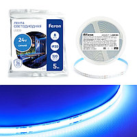 Светодиодная COB лента Feron LS530 320SMD (2110) 8Вт/м 24V 5000*8*1.8мм IP20, синий